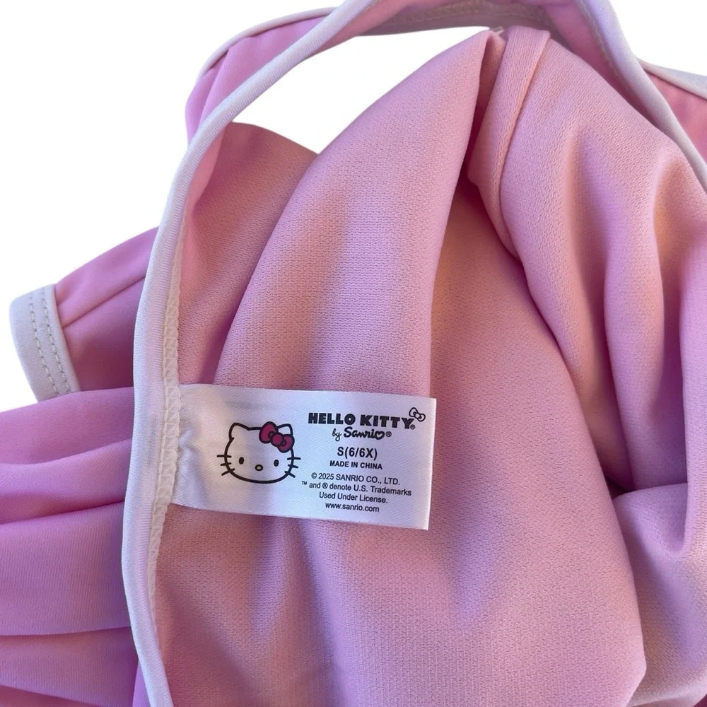 Hello Kitty by Sanrio Light Pink White One Piece Swimsuit Girls size S(6/6X)